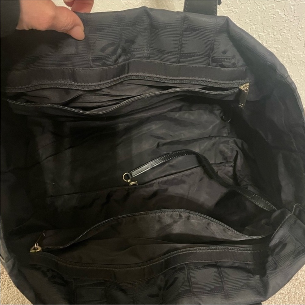 CHANEL Travel Line Tote PM Black Nylon Jacquard CC Logo - Picture 9 of 14